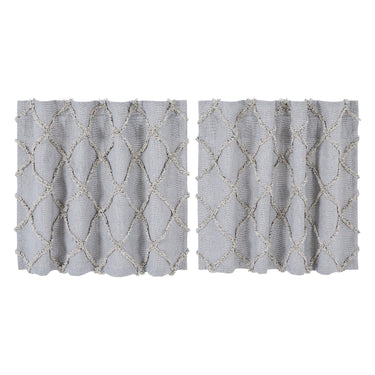 Frayed Lattice Creme & Black Tier Curtain Set of 2 L24xW36 VHC Brands - The Fox Decor